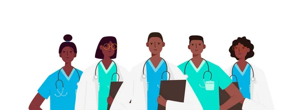 一组医生的角色 医疗团队概念在病媒图解设计中的应用 医护人员医生护士治疗师专业医院工作人员 医护人员组 — 图库矢量图片