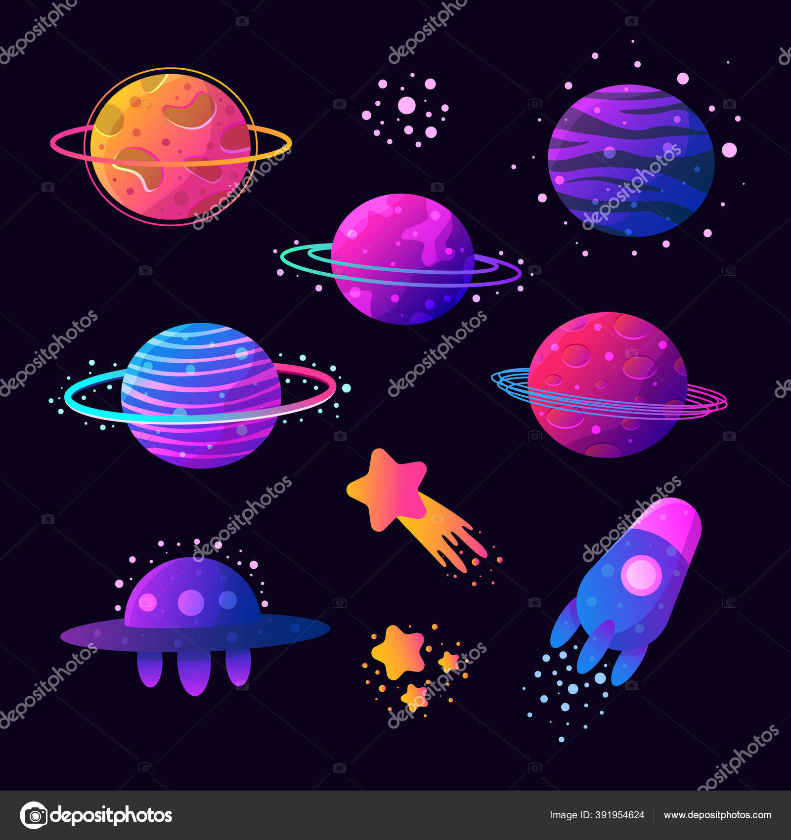 Концепция Космической Войны Мультфильмов Инопланетные Планеты Нло.