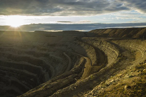 Diamond mining pit in the town of Lucky, Yakutia, Russia. ALROSA.