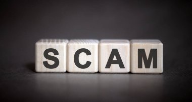 SCAM - Karanlık bir arkaplanda finansal konsept