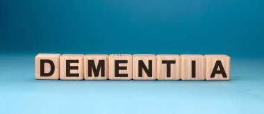 Mavi arka planda bunama kelimesi küpü. Tıbbi konsept.