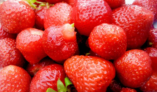 Appetitlich Rote Erdbeeren Auf Dem Gras — Stockfoto