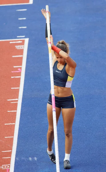 Estocolmo Suecia Jun 2018 Angélica Bengtsson Prepara Competencia Pole Vault — Foto de Stock