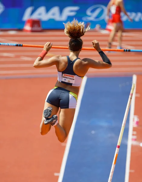 Estocolmo Suecia Jun 2018 Angelica Bengtsson Saltando Competencia Pole Vault — Foto de Stock