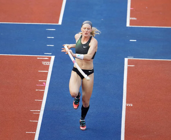 Stockholm Sweden Jun 2018 Sandi Morris Running Pole Vault Competition — Stock Photo, Image