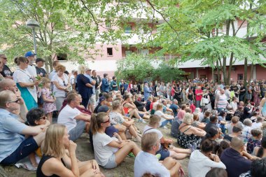 Stockholm, İsveç - 05 Ağustos 2018: töreni 20 yaşındaki çocuk Eric Torell tarafından İsveç polisi öldürdü trajik Down sendromlu saygı ödemek için. 05 Ağustos 2018 yılında Stockholm, İsveç