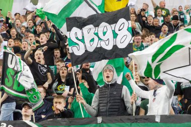 İsveç futbol kupası çeyrek finalinde bayraklı taraftarlar