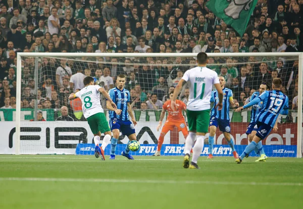 Jeppe Andersen góllövő a svéd labdarúgó kupa quart — Stock Fotó