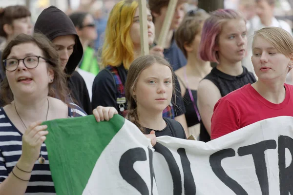 Greta Thunberg i Global Strike for Future, demonstracja — Zdjęcie stockowe