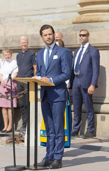 Szwedzcy Prins Carl Philip Bernadotte zrobić przemówienie do SW — Zdjęcie stockowe