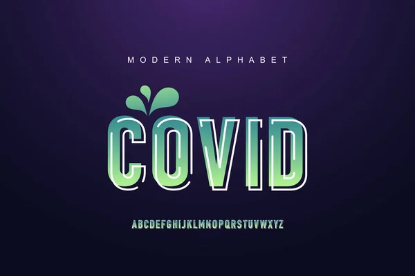 Covid modern alfabe yazı tipi seti. Tipografi modern biçim görüntüleme yazı tipi. Premium Vektörü
