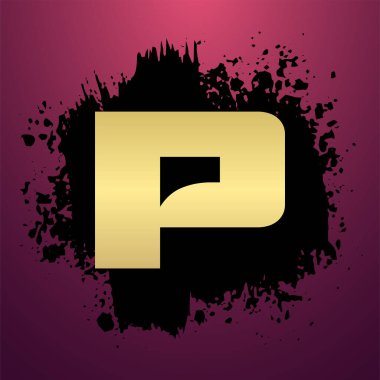 P Altın Harf Logo Tasarımı Basit Tarzlı
