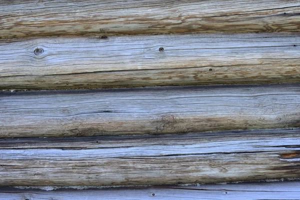 松木房子的木墙 有小的缝隙 用苔藓隔开 — 图库照片