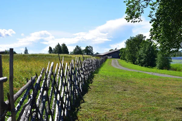 North Fence Shore House Lake Onega — Stock Photo, Image