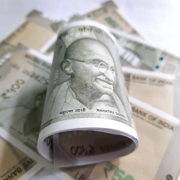 Indian Nowa Waluta 500 Rupii Gumką Wziął Dokładny Widok Twarz — Zdjęcie stockowe