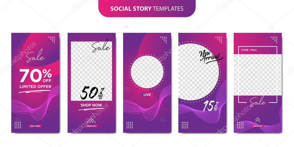 Set of social story templates isolated. Modern editable social template can be use for, landing page, website, mobile app, poster, flyer, coupon, gift card, smartphone template, web design.