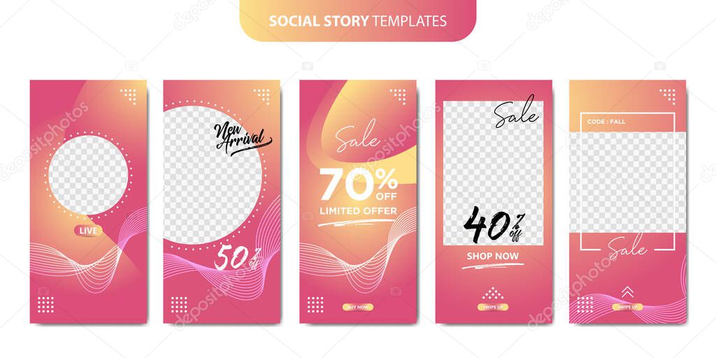 Set of social story templates isolated. Modern editable social template can be use for, landing page, website, mobile app, poster, flyer, coupon, gift card, smartphone template, web design.