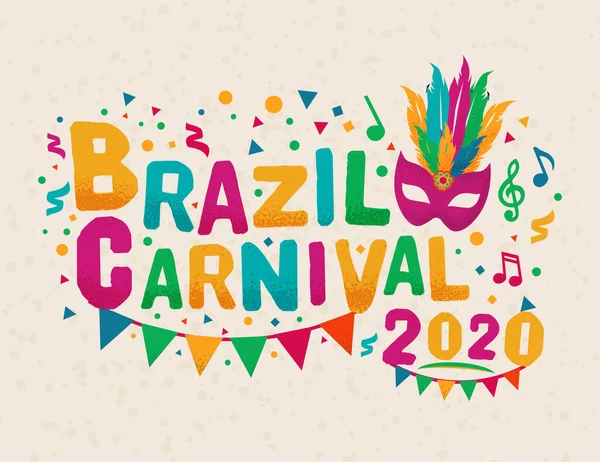 Brasil Carnaval 2020 Modelo Fundo Carnaval Título Com Elementos Coloridos — Vetor de Stock