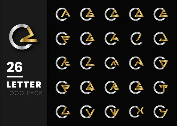 C 'nin içindeki ilk harf logosu gümüş sarısı siyah arka planda yuvarlanmış. Şirket için modern iş logosu tasarım şablonu.