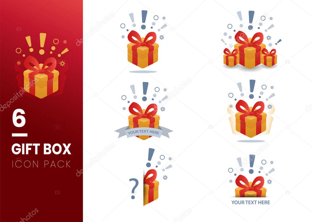 Set of Surprise box flat icon on a white background. Vector Illustration.