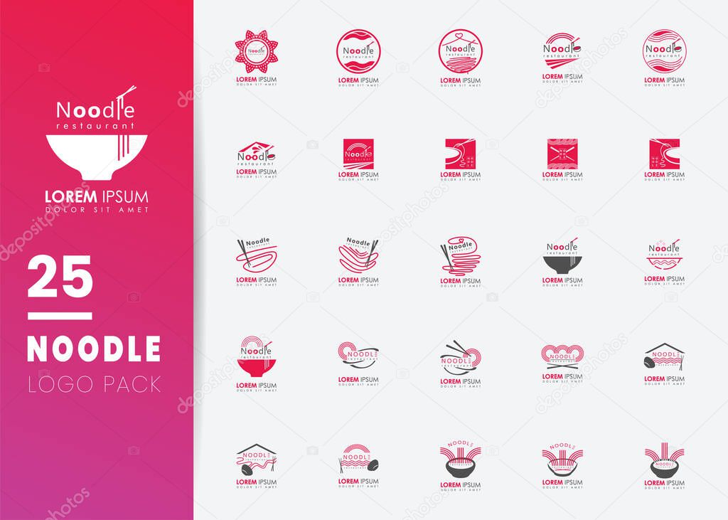 Creative noodle restaurant and food icon logo template design. suitable for any business related to ramen, noodles, fast food restaurants, Korean, Japanese, chinese restaurants.