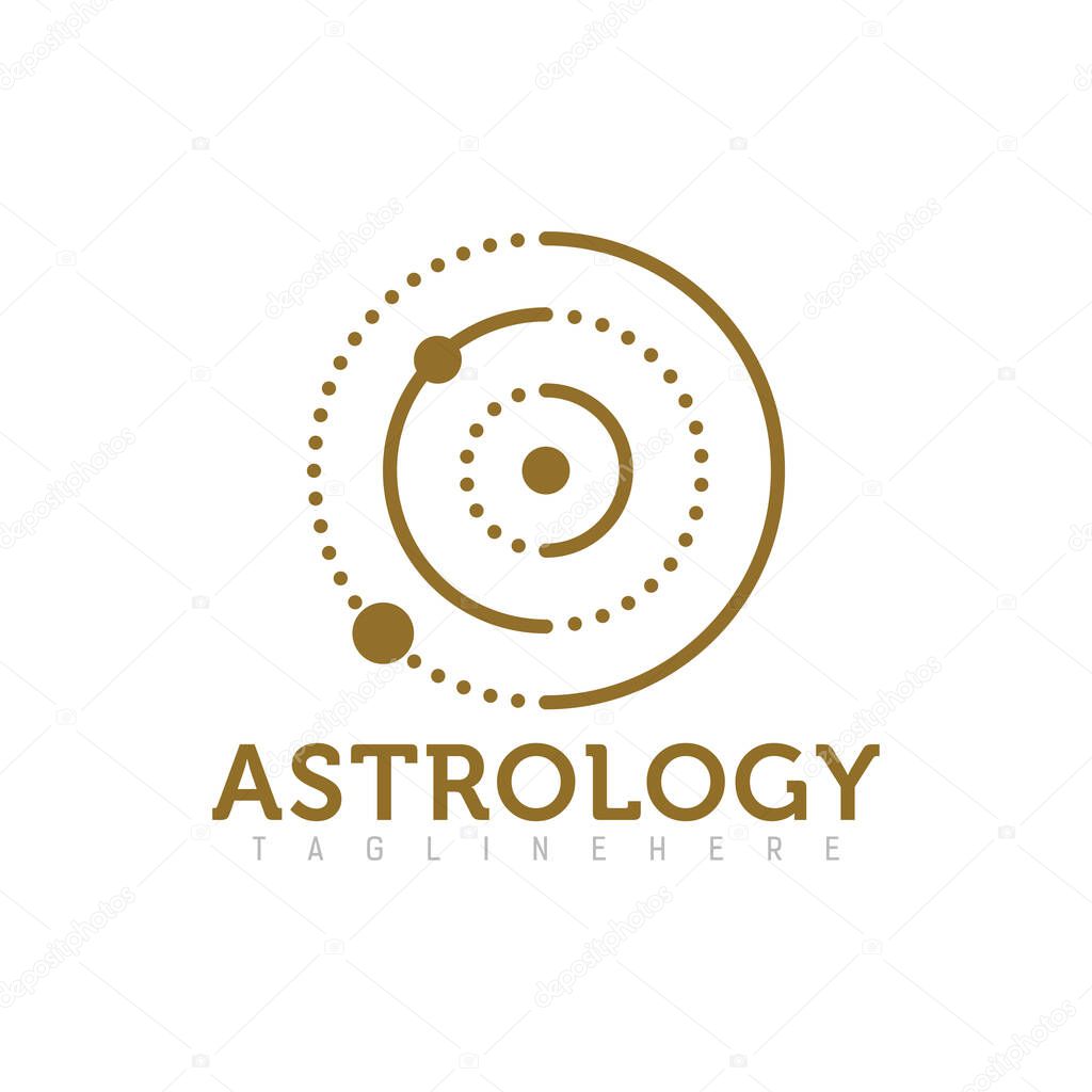 Astrology logo design for science isolated on white backgrou