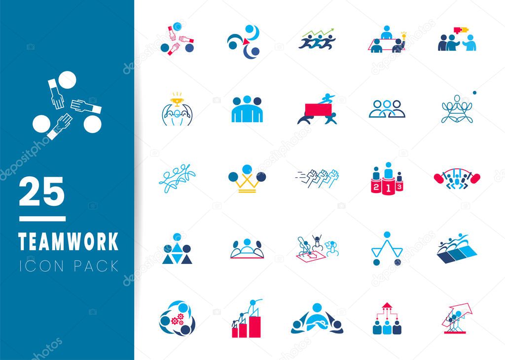 Set of 25 Modern people logo icon design template with flat style isolated on white background. Suitable for business, teamwork, community company