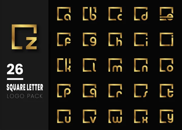 Initial Letter Square Lowercase Modern Logo Design Template Elements Gold — Stock Vector