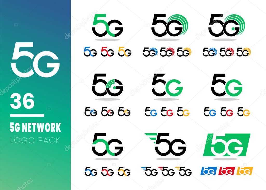 5G technology icon network. Illustration logo 5G internet in flat style isolated on white background