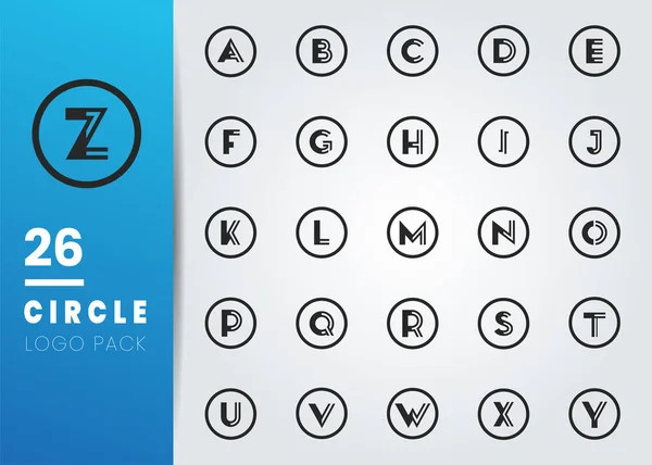 İlk harf logosu iç daire şekli çift çizgi büyük harf siyah monogram logo şablonu - Vektör