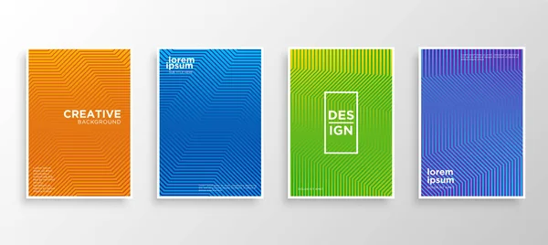 Dört Minimal kapak tasarımı. Renkli yarım ton gradyanı. Web için modern arkaplan şablonu tasarımı. Güzel gradyanlar. Gelecekteki geometrik desenler. Eps10 vektörü.