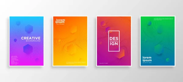 Set Von Vier Minimal Cover Design Bunte Halbtonverläufe Modernes Hintergrunddesign — Stockvektor