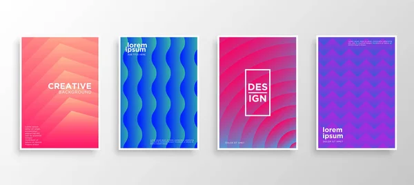 Dört Minimal kapak tasarımı. Renkli yarım ton gradyanı. Web için modern arkaplan şablonu tasarımı. Güzel gradyanlar. Gelecekteki geometrik desenler. Eps10 vektörü.