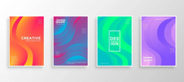 Dört Minimal kapak tasarımı. Renkli yarım ton gradyanı. Web için modern arkaplan şablonu tasarımı. Güzel gradyanlar. Gelecekteki geometrik desenler.