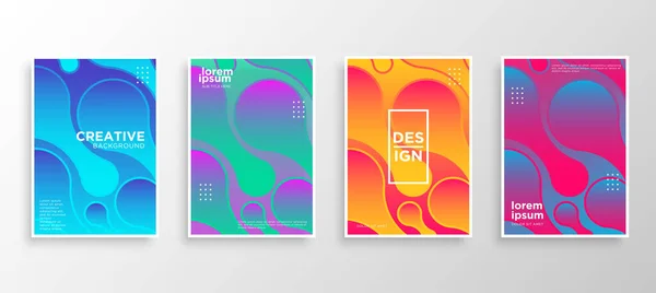 Set Von Vier Minimal Cover Design Bunte Halbtonverläufe Modernes Hintergrunddesign — Stockvektor