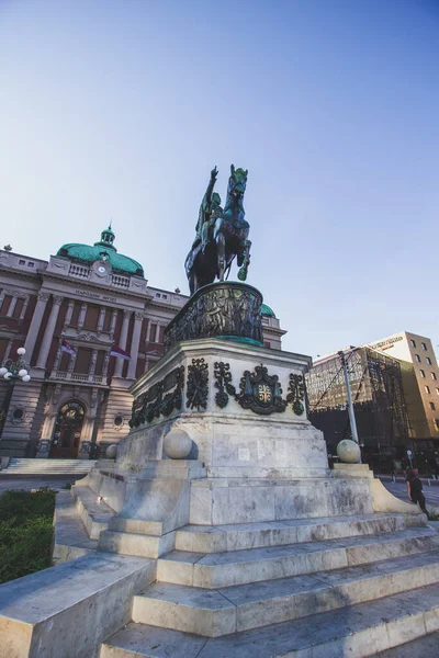 Monumento Príncipe Mihailo Localizado Praça Principal República Belgrado Sérvia — Fotografia de Stock