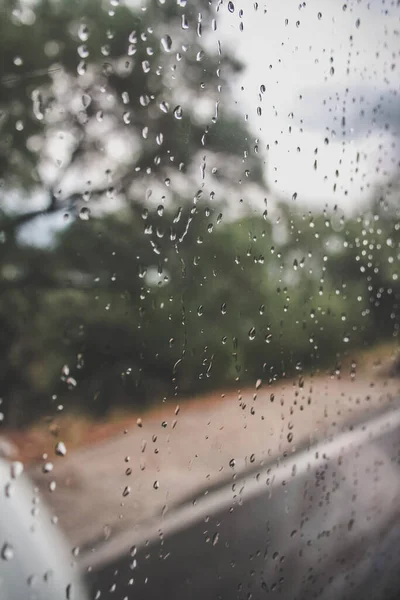 Raindrops Car Side Window — Stock Photo, Image