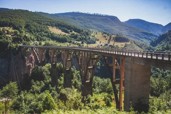 Арка Моста Тара Через Реку Тара Севере Черногории — стоковое фото