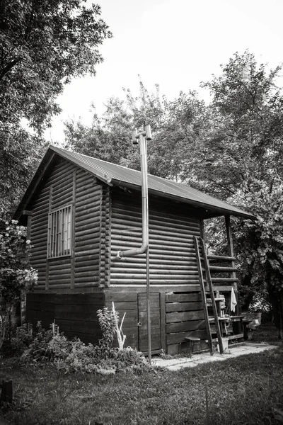Altes Holzhaus Schwarz Weiß — Stockfoto