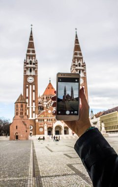 Macaristan Leydimiz Szeged 'in adak kilisesi ve katedrali.