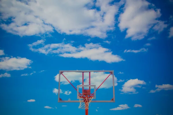 Aro Basquete Céu Nublado — Fotografia de Stock