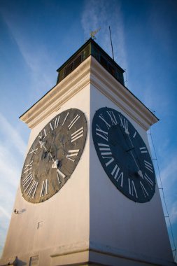 Petrovaradin Kalesi 'ndeki saat kulesi, Novi Sad, Sırbistan