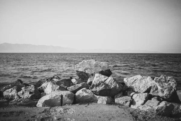 Roca Mar Blanco Negro — Foto de Stock