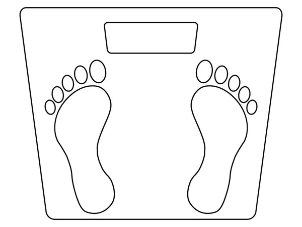 Einfache Schwarz Weiß Darstellung Einer Gewichtswaage Mit Fußabdruckmarken Für Die — Stockvektor