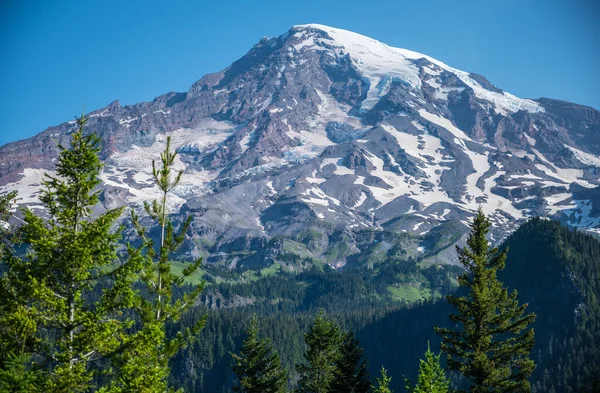 Vista Monte Rainier Distância — Fotografia de Stock