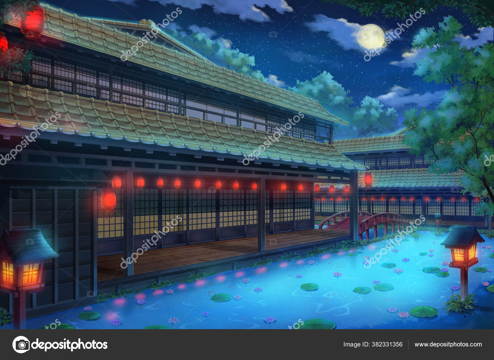 Japanese landscape digital art artwork house plants sky anime   4921x2956 Wallpaper  wallhavencc