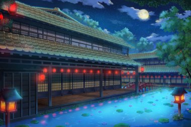 Fantezi Geleneksel Japon Evi - Gece