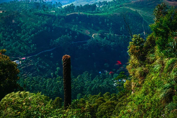Vista Dall Alto Sulle Verdi Montagne Villaggio Dello Sri Lanka — Foto Stock