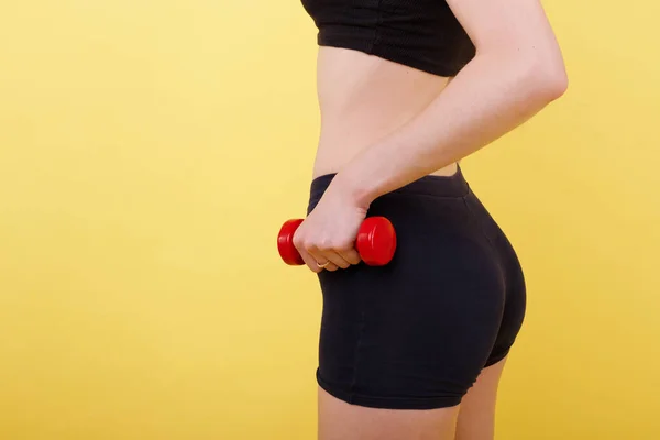 Sporting Dumbbells Girl Hands Sports — Stock Photo, Image