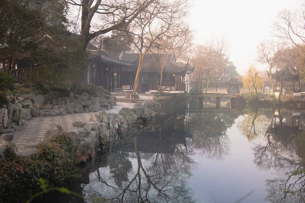 Jardín Humble Administrator Garden Zhuozheng Garden Una Niebla Temprano Mañana — Foto de Stock